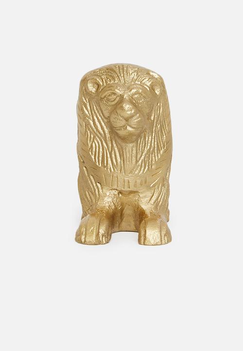 Sixth Floor - Lazy lion aluminium sculpture - gold