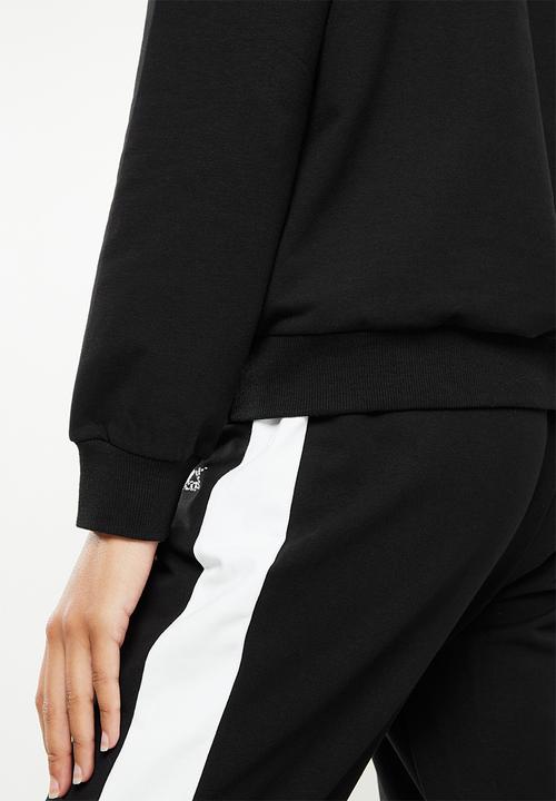 SISSY BOY - Crew neck tracktop with bling logo - black & white 