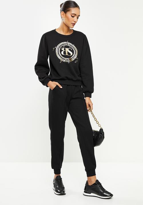 SISSY BOY - Sweatpants with drawstring waist and bling logo - black