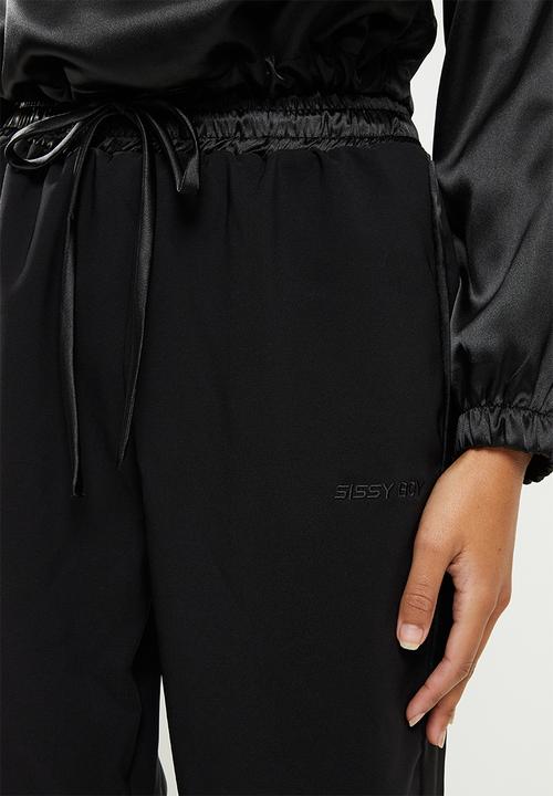SISSY BOY - Suiting tracksuit pant with satin insets - black