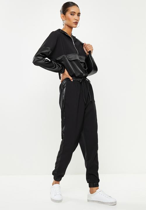 SISSY BOY - Suiting tracksuit pant with satin insets - black