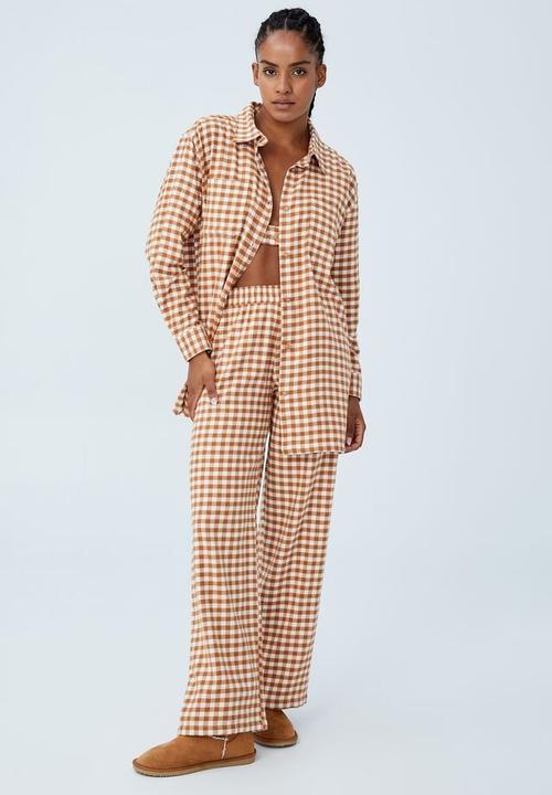 Cotton On - Oversized boyfriend flannel sleep shirt - glazed ginger gingham