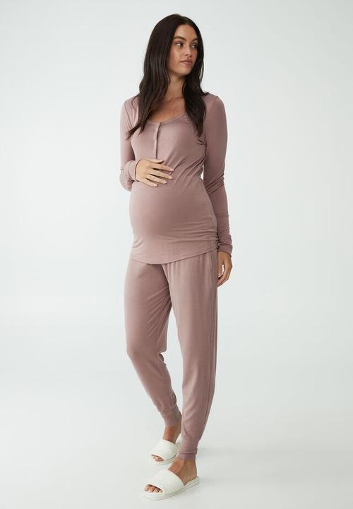 Cotton On - Sleep recovery maternity pant - woodrose 