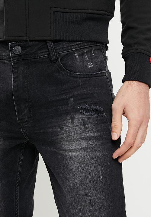 S.P.C.C - Oil spill trench fit jeans - black