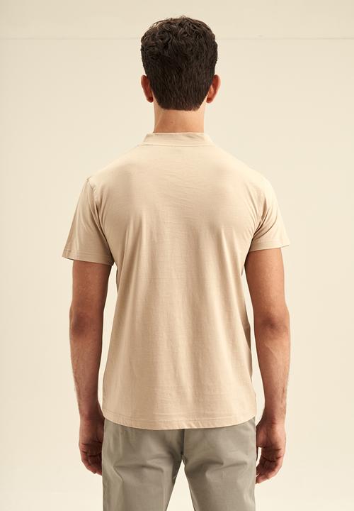 POLO - High Collar short sleeve Tee - Stone