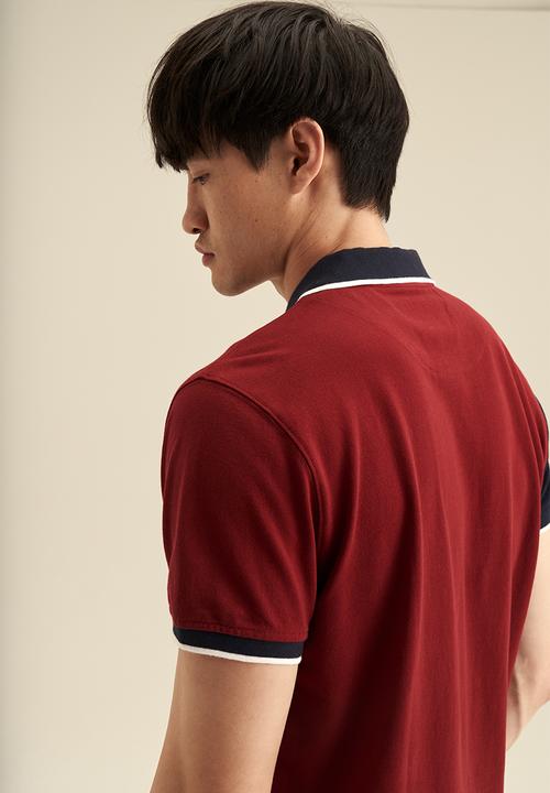 POLO - Angle colour block rugby golfer - burgundy 