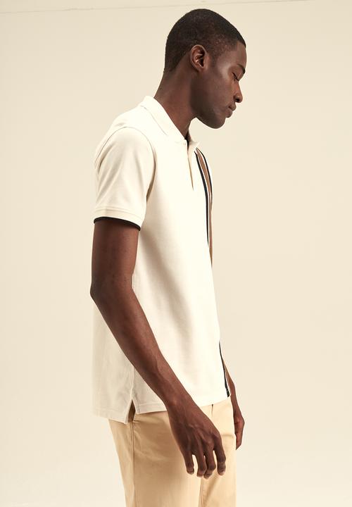 POLO - Vert Panel Stripe SS Golfer - White