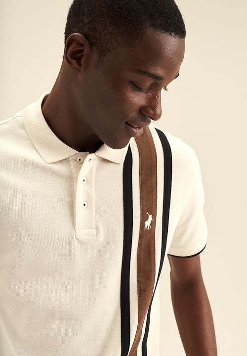 POLO - Vert Panel Stripe SS Golfer - White