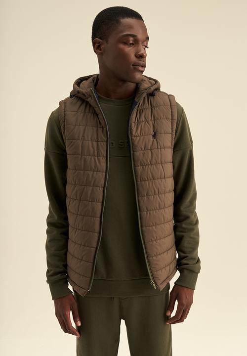 POLO - Hooded Sleeveless Puffer Gilet - Fatigue