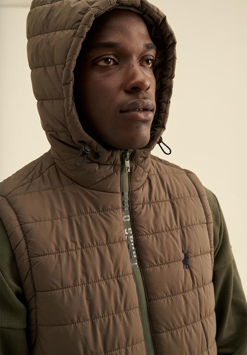 POLO - Hooded Sleeveless Puffer Gilet - Fatigue