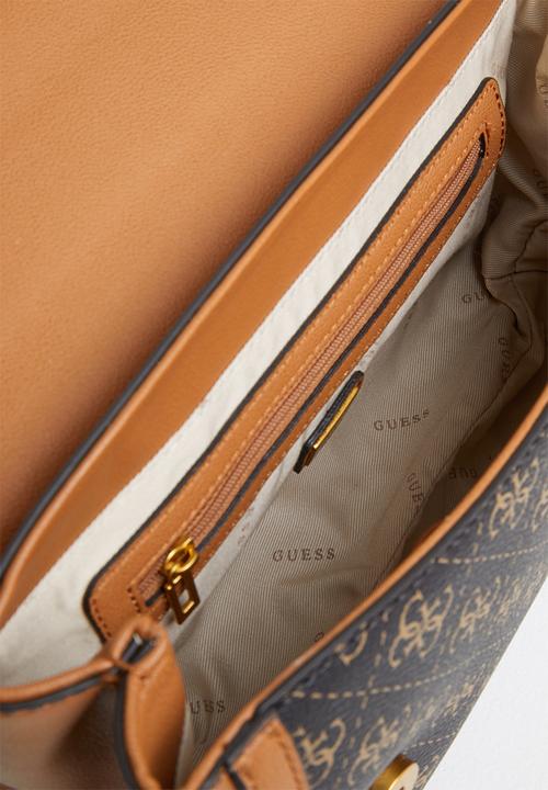 GUESS - Katey flap shoulder bag - brown & cognac