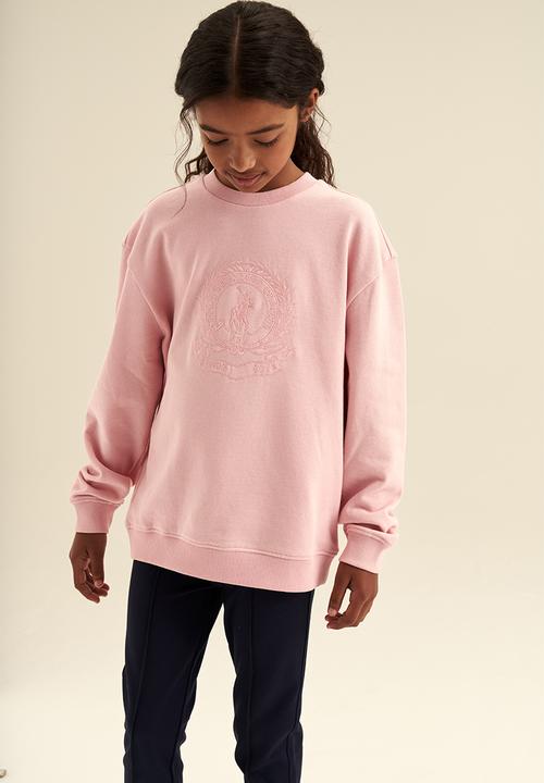POLO - Girls crested crew neck sweater - pink