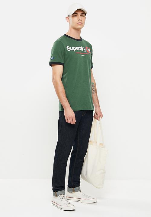 Superdry. - Cl ac ringer tee - jungle green