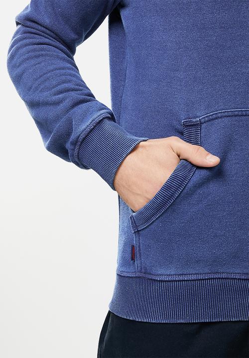 Superdry. - Vintage logo emb hood - mid indigo