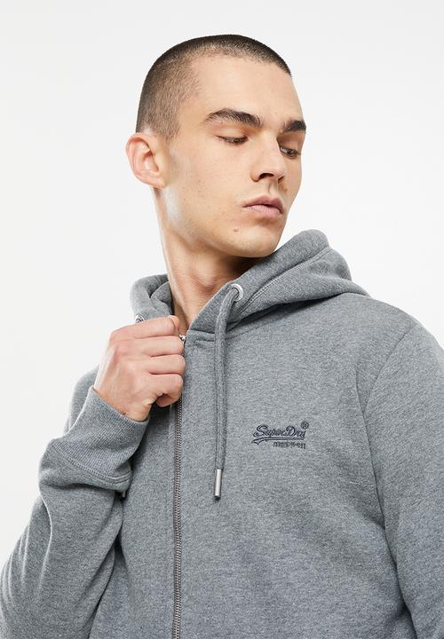 Superdry. - Vintage logo emb ziphood bb no - rich charcoal marl