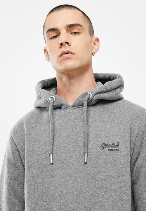 Superdry. - Vintage logo emb hood - rich charcoal marl