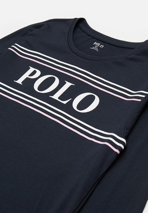 POLO - Girls long sleeve printed tee - navy