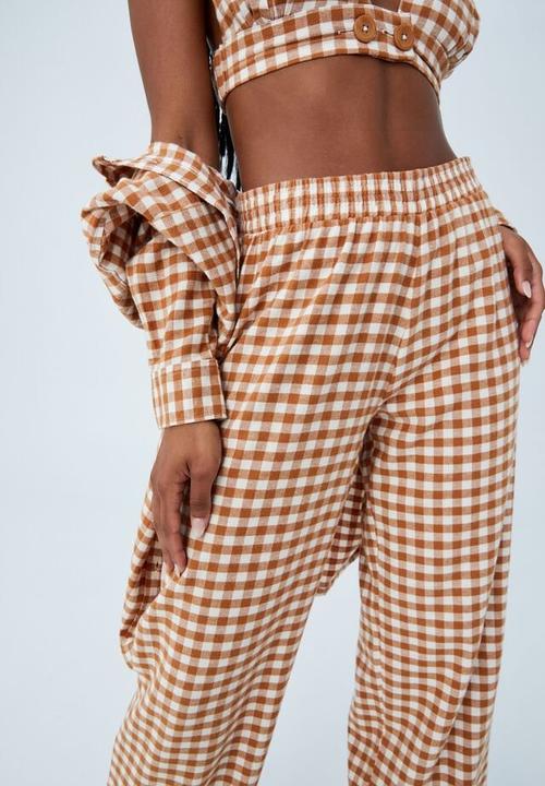 Cotton On - Wide leg flannel bed pant - glazed ginger gingham