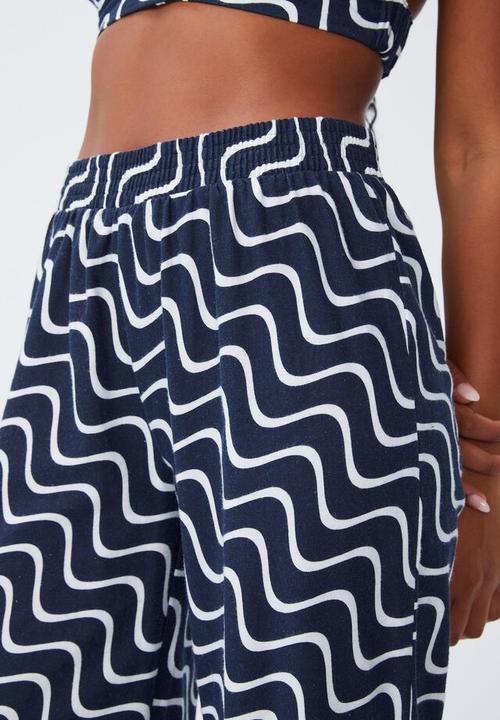 Cotton On - Wide leg flannel bed pant - total eclipse wave
