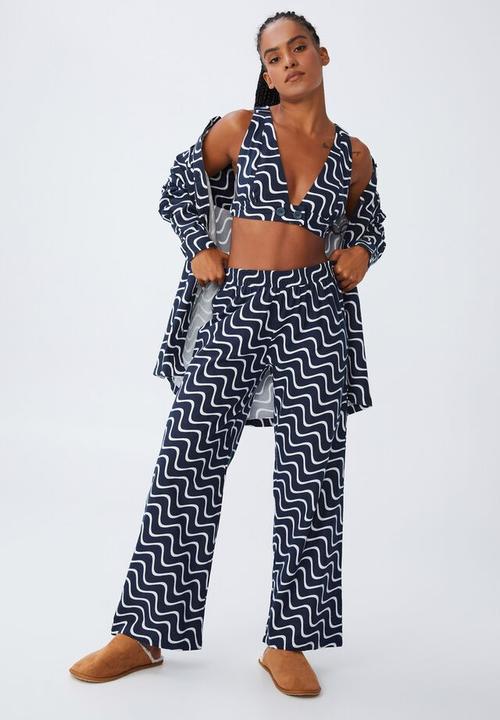 Cotton On - Wide leg flannel bed pant - total eclipse wave