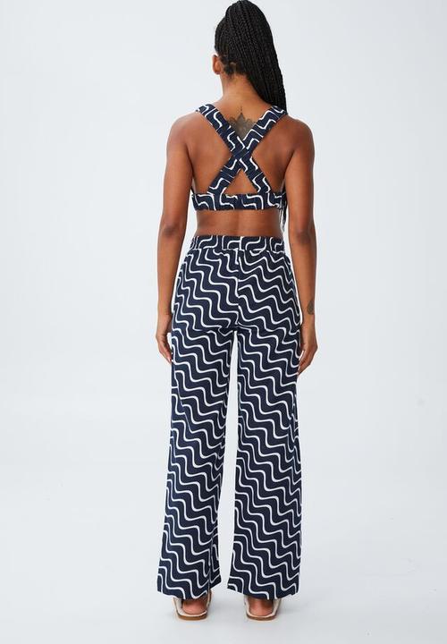 Cotton On - Wide leg flannel bed pant - total eclipse wave
