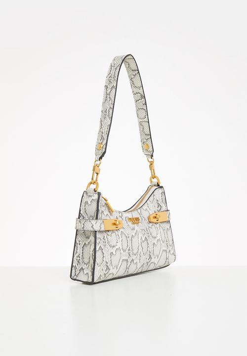GUESS - Zadie logo top zip shoulder bag - white