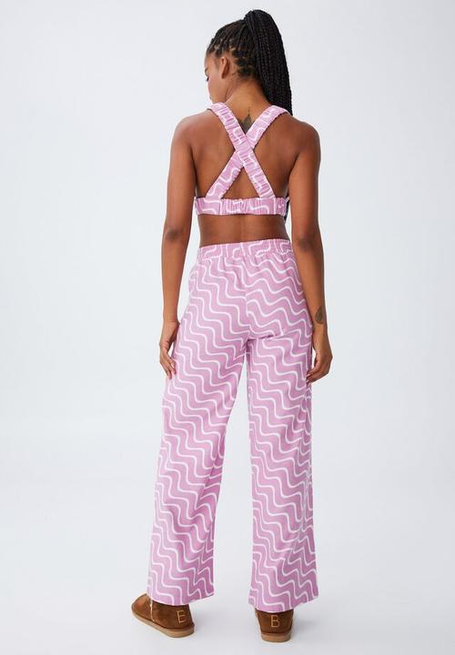 Cotton On - Wide leg flannel bed pant - violet tulle wave