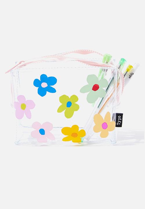 Typo - Niki clear pencil case - clear daisies