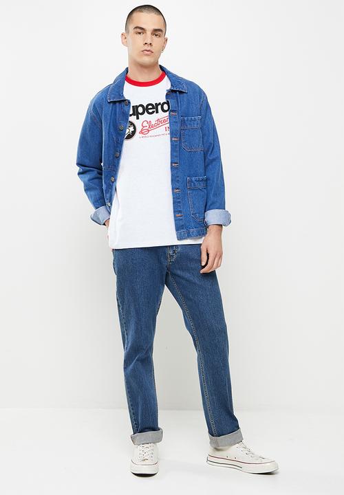 Superdry. - Cl ac ringer tee - glacier grey