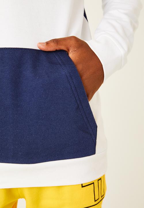 Flyersunion - Contrast panel hoodie - navy & yellow