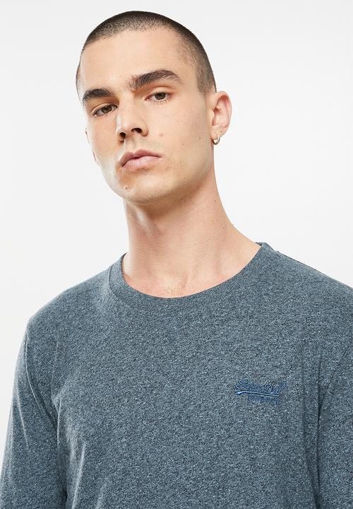 Superdry. - Vintage logo emb long sleeve top - blue jaspe