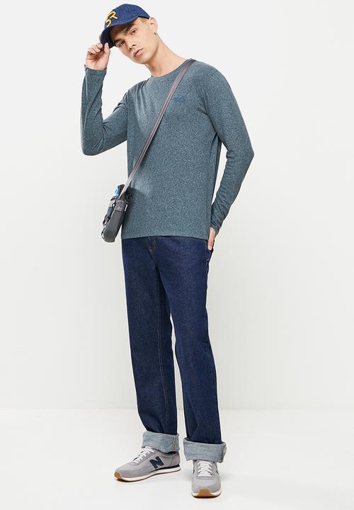 Superdry. - Vintage logo emb long sleeve top - blue jaspe