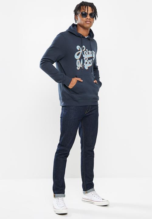 Holmes Bro's - Bros flock pullover hoody - navy