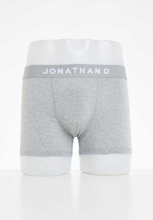 Jonathan D - Knitted 2 Pack Trunks with elasticated waistband - Grey/Navy