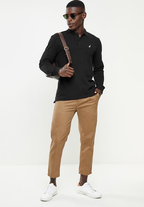 Nautica - Long sleeve classic polo - black