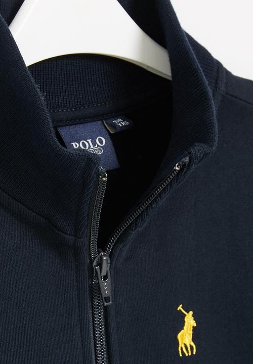POLO - Boys high neck zip thru sweater - navy