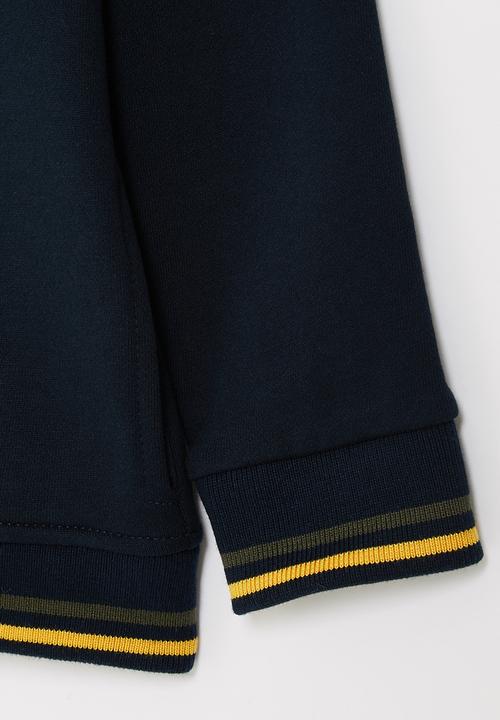 POLO - Boys high neck zip thru sweater - navy