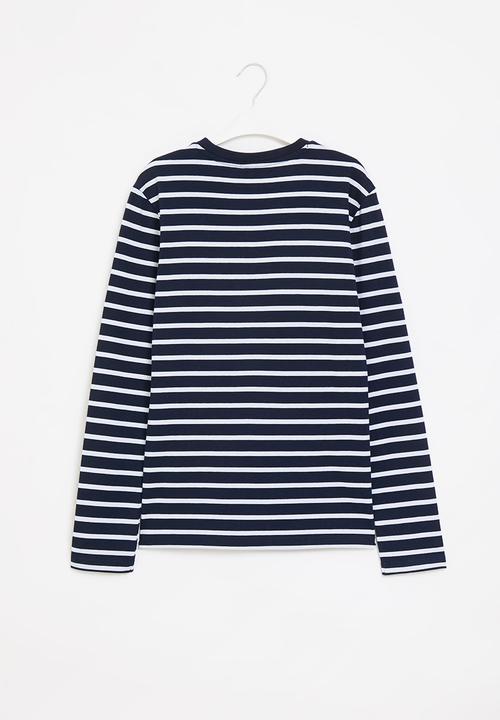 POLO - Boys striped long sleeve embroidered tee - navy