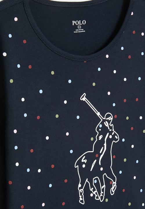POLO - Girls dot printed long sleeve tee - navy