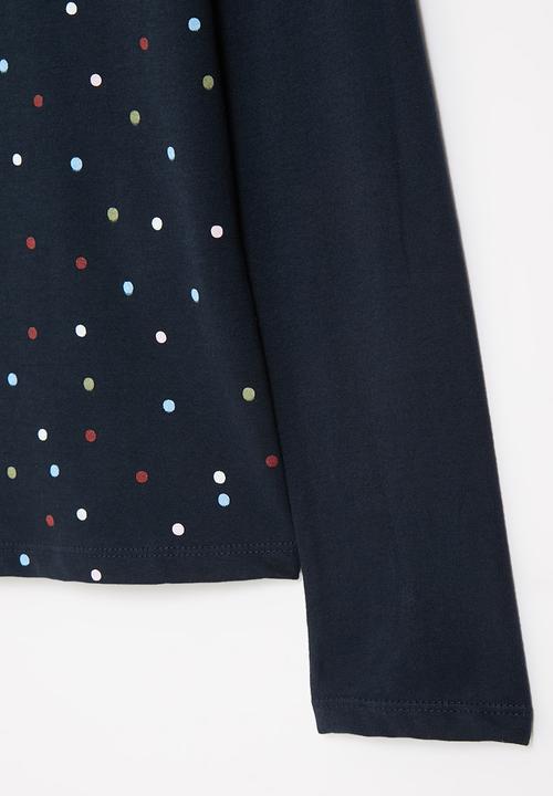 POLO - Girls dot printed long sleeve tee - navy
