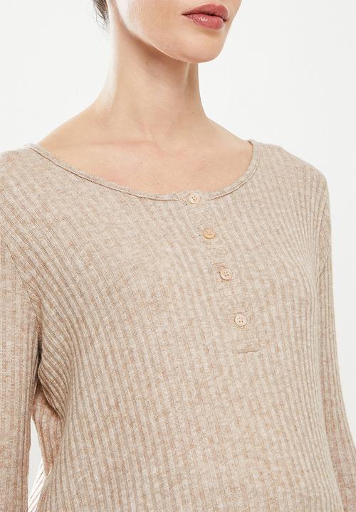 Superbalist - Maternity soft touch rib sleep set - taupe