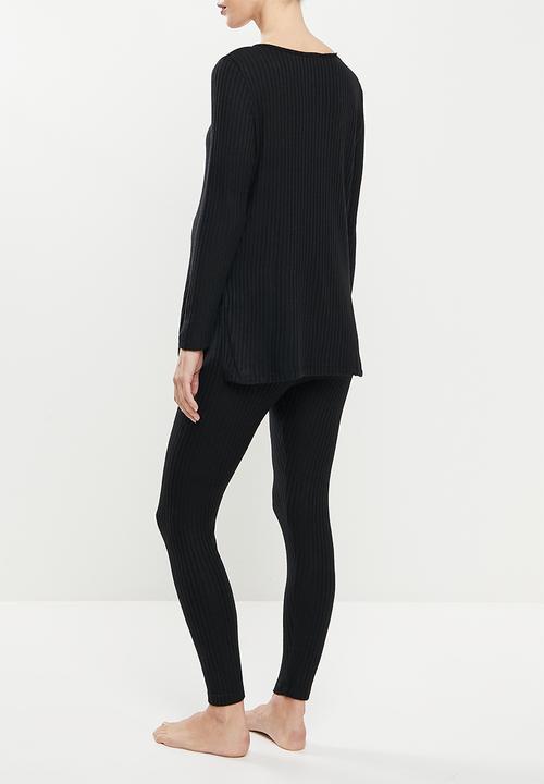 Superbalist - Maternity soft touch rib sleep set - black