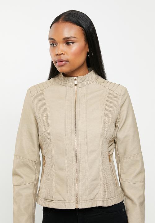 Stella Morgan - Long sleeve pu jacket - stone