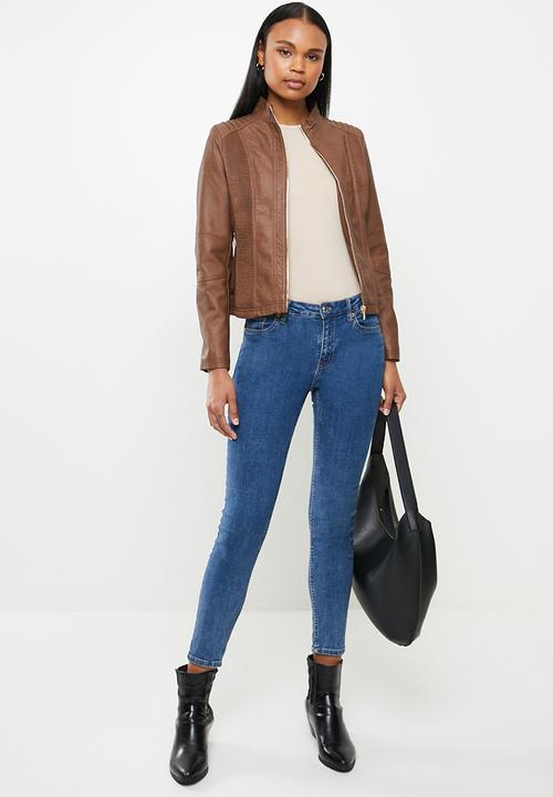 Stella Morgan - Zip front faux leather jacket - tan