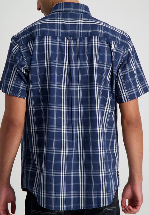 JEEP - Ss yd check shirt-navy/white-jeep - navy/white-jeep