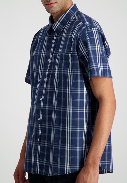 JEEP - Ss yd check shirt-navy/white-jeep - navy/white-jeep
