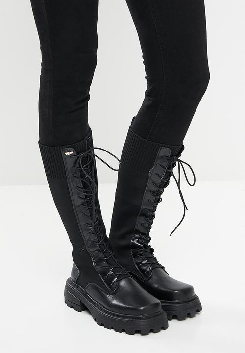 Plum - Nolte lace-up combat boot - black