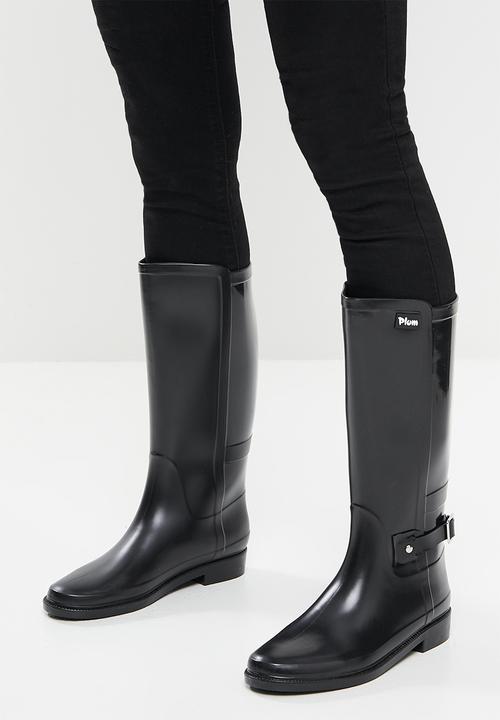 Plum - Minky rain riding boot - black