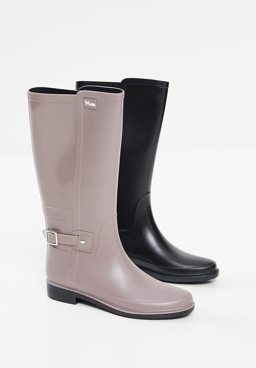 Plum - Minky rain riding boot - mink