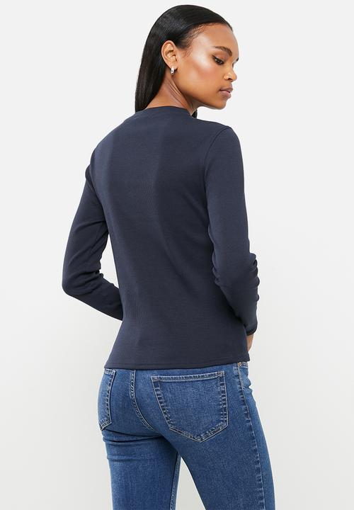 POLO - Woman long sleeve ribbed second skin - navy